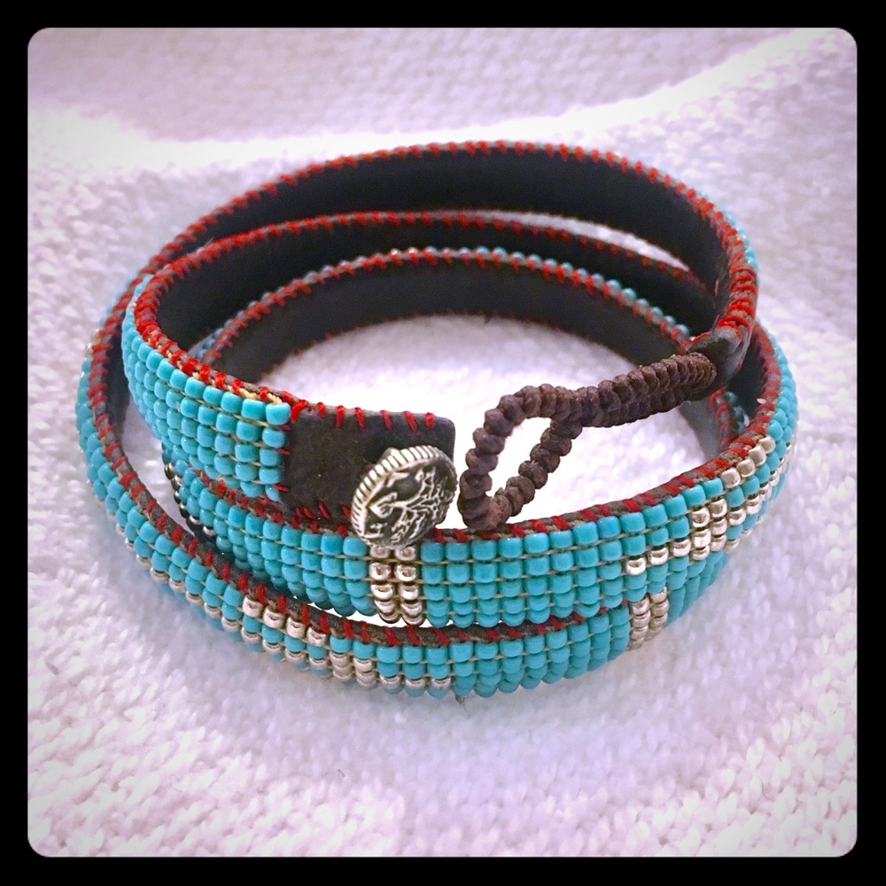 💕Love heals turquoise loomed wrap bracelet